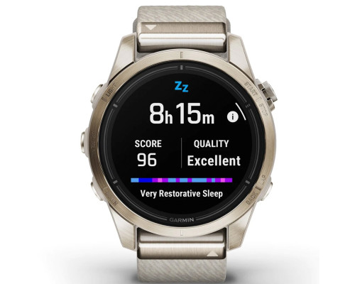 Смарт-годинник Garmin Epix Pro Gen 2 Sapphire 42mm Soft Gold w. Cream H. Nylon Band (010-02802-20)
