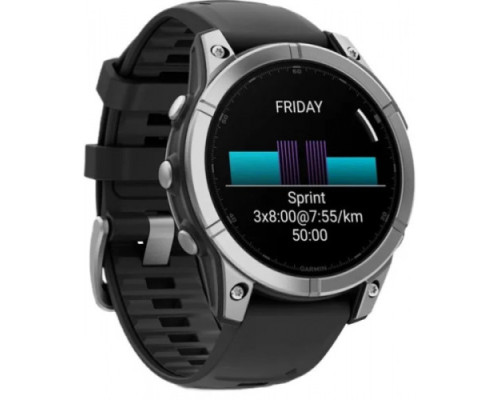 Garmin Fenix E 47mm AMOLED Stainless Steel with Black Silicone Band (010-03025-02/00)