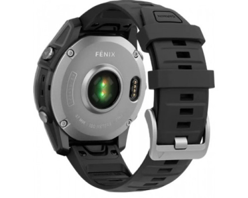 Garmin Fenix E 47mm AMOLED Stainless Steel with Black Silicone Band (010-03025-02/00)