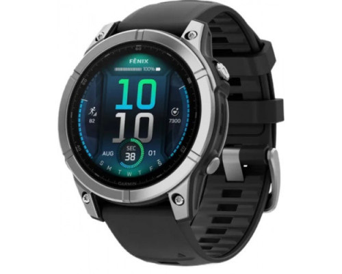 Garmin Fenix E 47mm AMOLED Stainless Steel with Black Silicone Band (010-03025-02/00)
