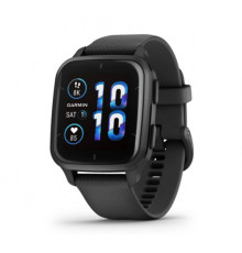 Garmin Venu Sq 2 – Music Edition Slate Aluminum Bezel with Black Case and Silicone Band (010-02700-00/10/80)