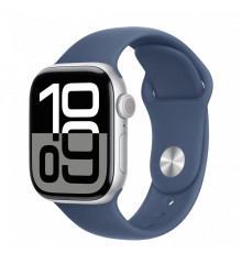 Apple Watch Series 10 GPS + Cellular 42mm Silver Alu. Case w. Denim Sport Band - S/M (MWX33)