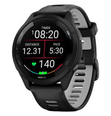 Garmin Forerunner 265 Black Bezel and Case w. Black/Powder Gray Silicone Band (010-02810-00/10/50)