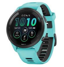 Garmin Forerunner 265 Black Bezel w. Aqua Case and Aqua/Black Silicone Band (010-02810-02/12/52)