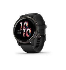 Garmin Venu 2 Slate Stainless Steel Bezel with Black Case and Silicone Band (010-02430-11/01)