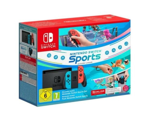 Nintendo Switch with Neon Blue and Neon Red Joy-Con (045496452629) + Гра Nintendo Switch Sports